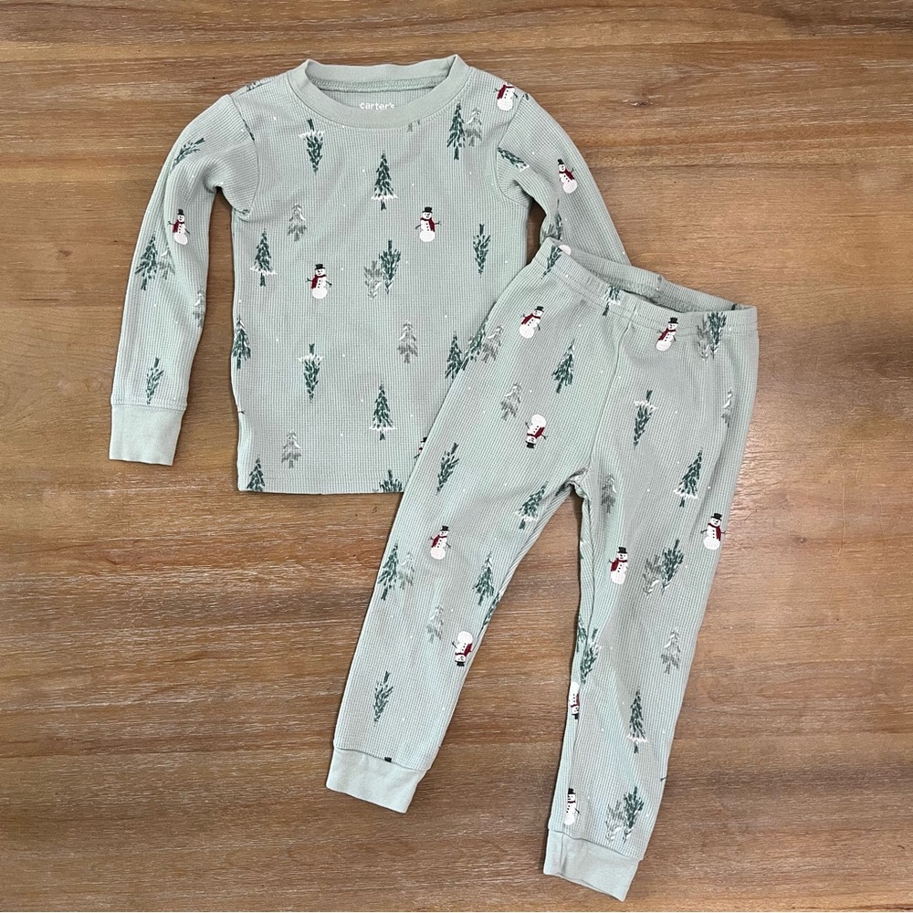 Carter's Mint Snowman Pajama Set